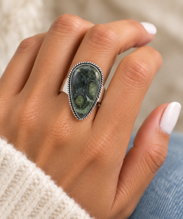 Handcrafted Kashi Semiprecious Stone Ring - Kambaba Jasper