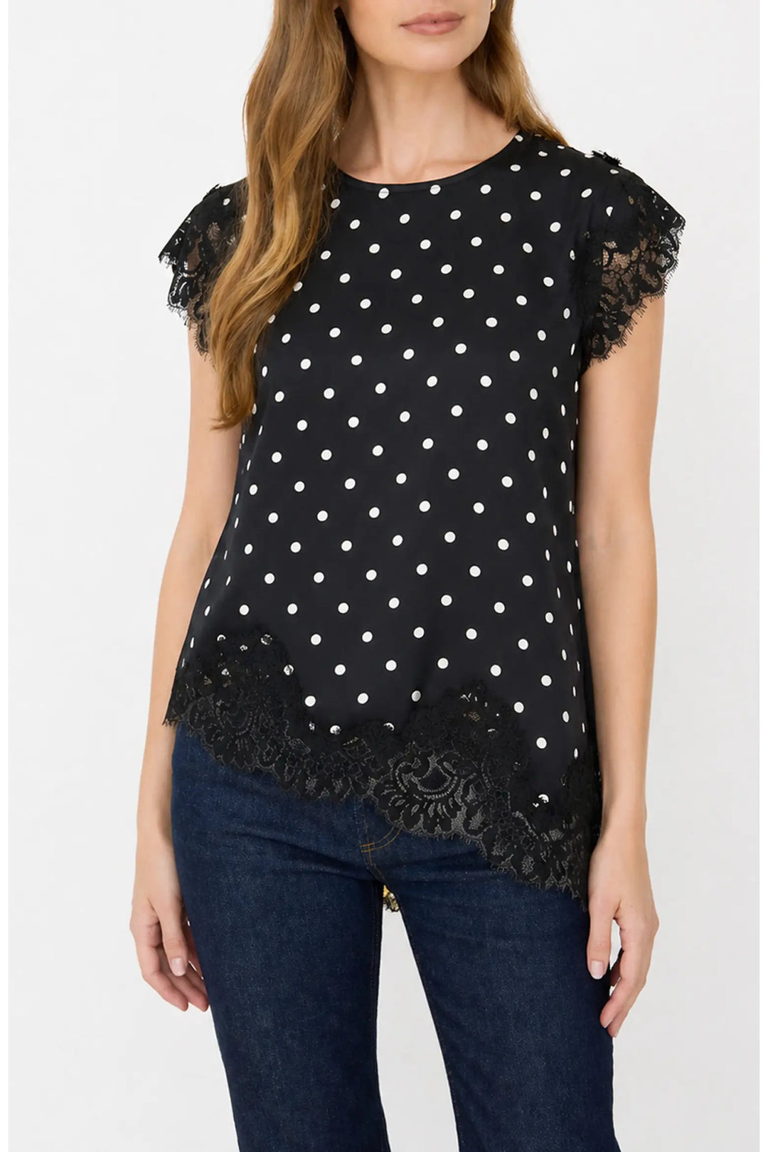 Polka Dot Lace Hem Top