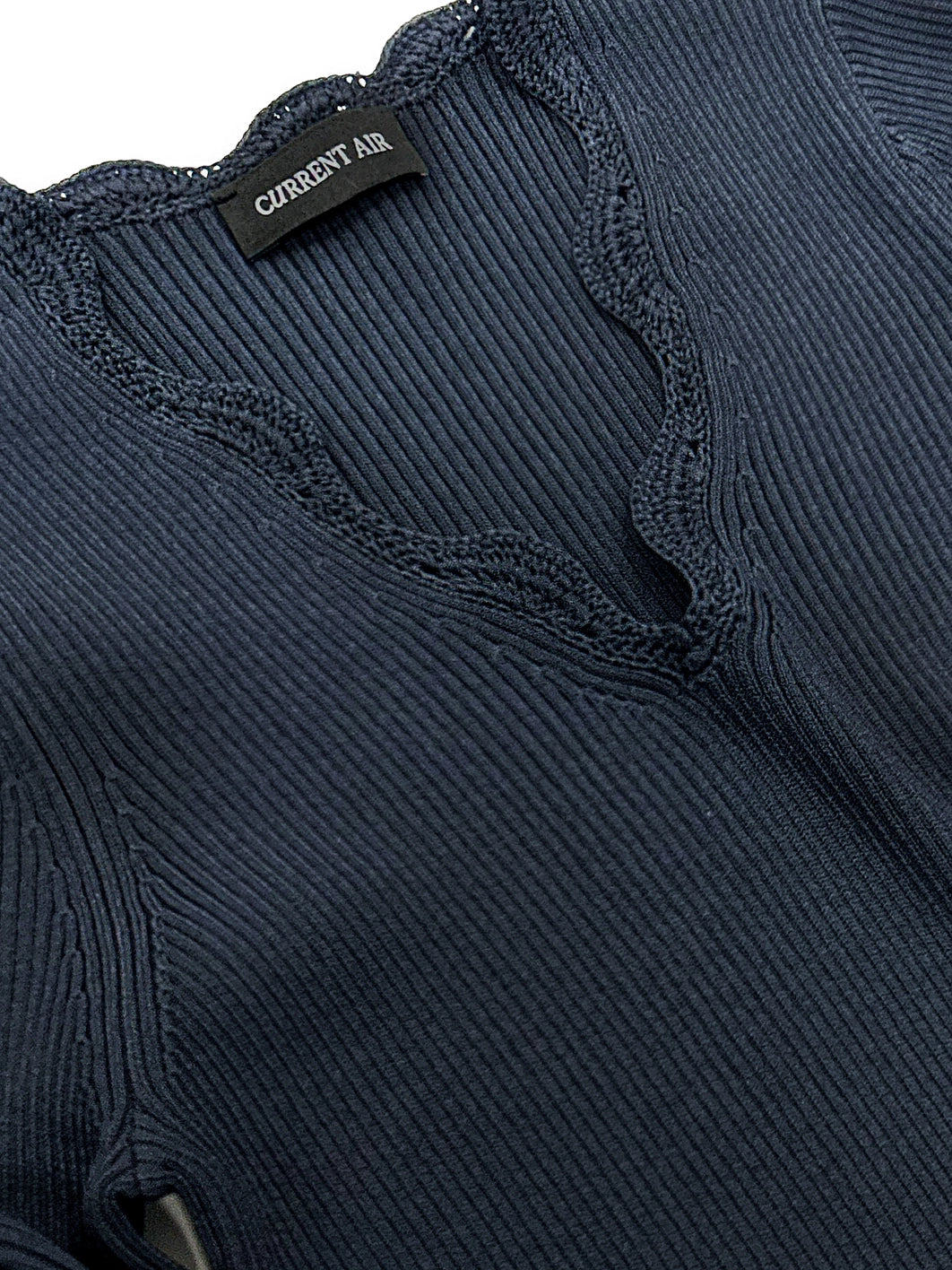 Ribbed Knit Scallop-Neck Top
