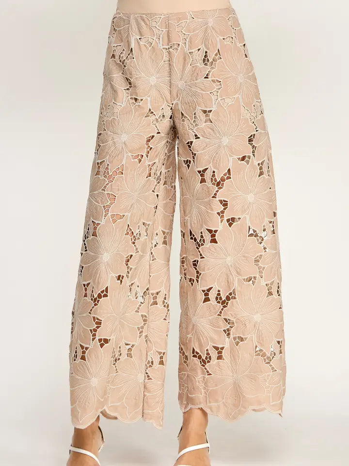Floral Lace Wide Leg Pants