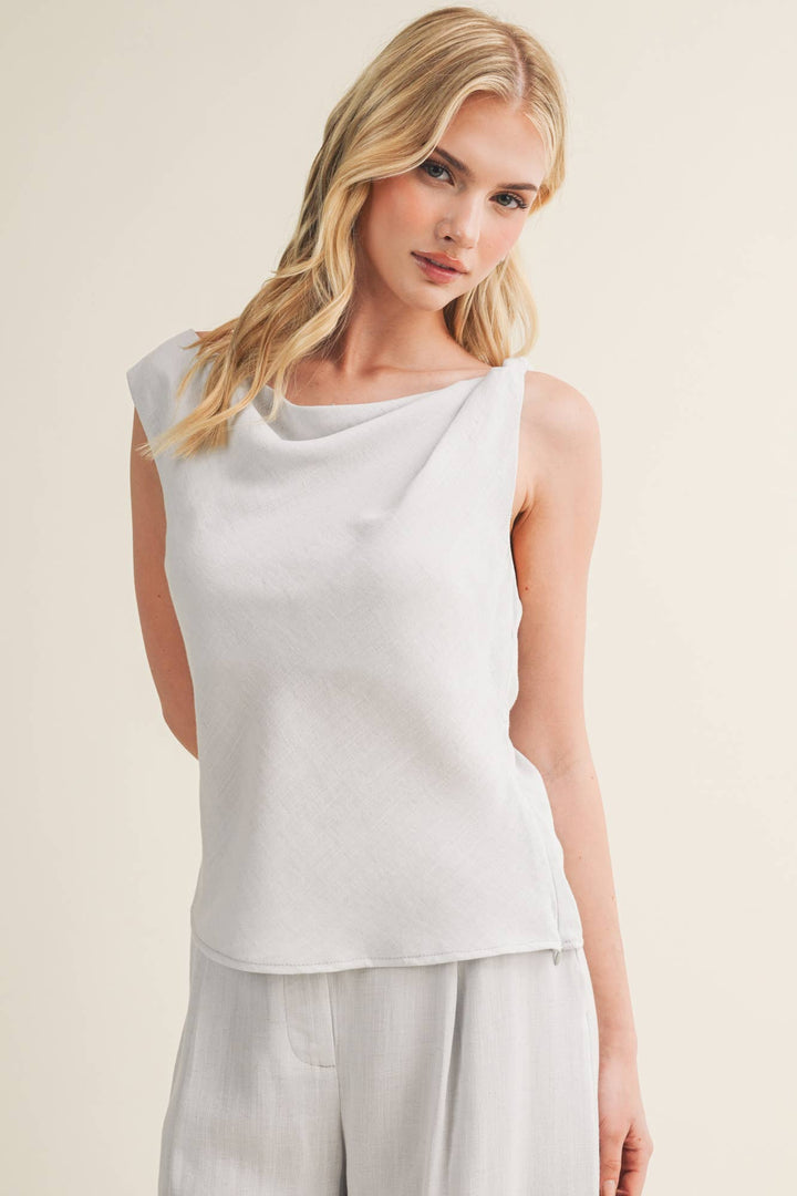 Bateau Neck Knotted Shoulder Top