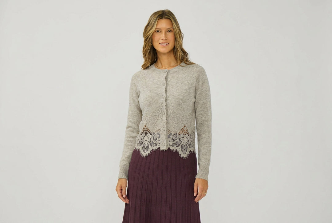 Lace Trim Button Front Cardigan