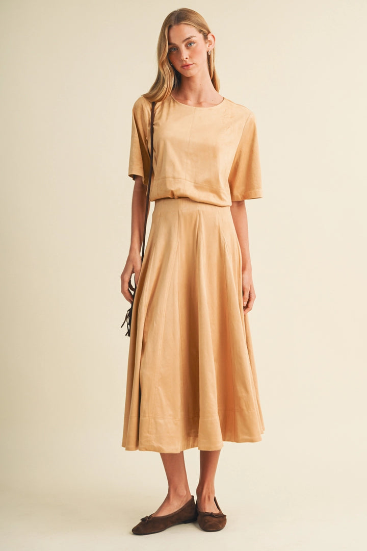 A-Line Gored Panel Midi Skirt