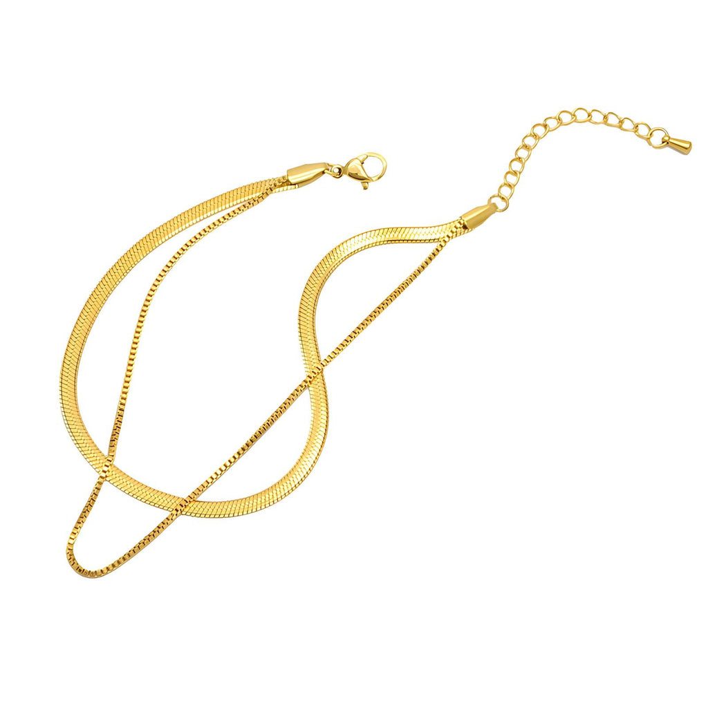 Herringbone Box Dble Anklet