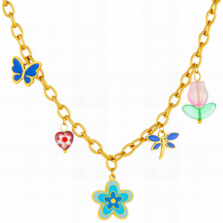 Sweet Flowers Charm Necklace