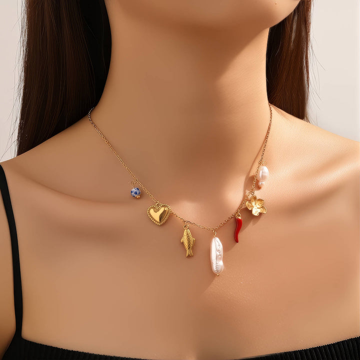 Extra Pearl Charm Necklace