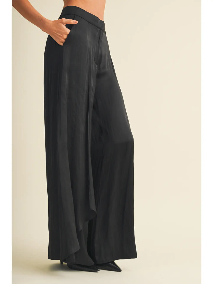 Wide-Leg Front Overlay Palazzo Trousers