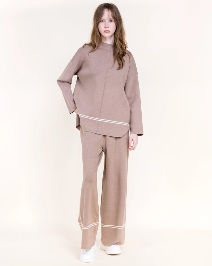 Tonal Lines - Wide Pant Khaki