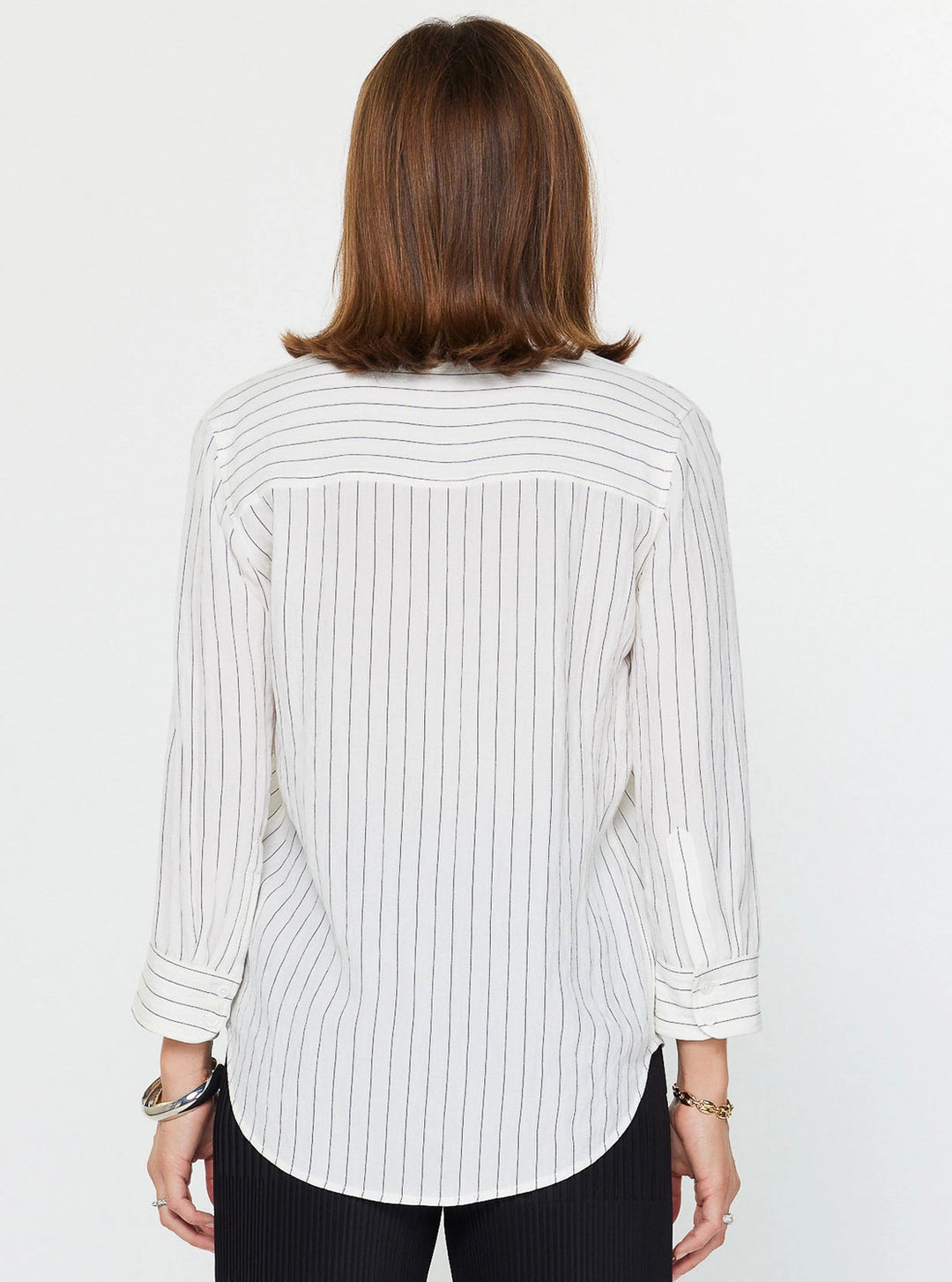 Pinstripe Button-Down Long Sleeve Shirt