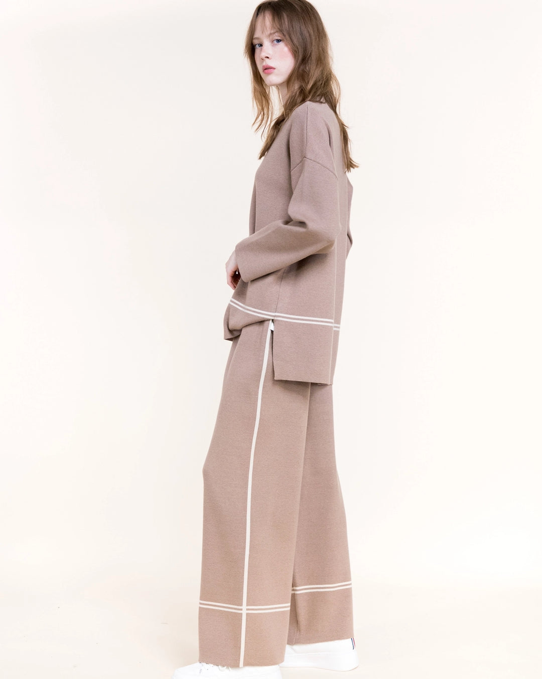 Tonal Lines - Wide Pant Khaki