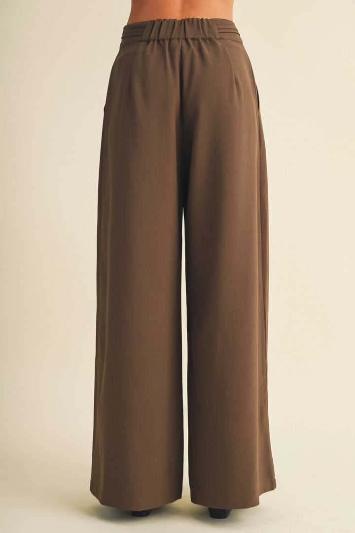 Asymmetric Tie-Waist Wide-Leg Trousers