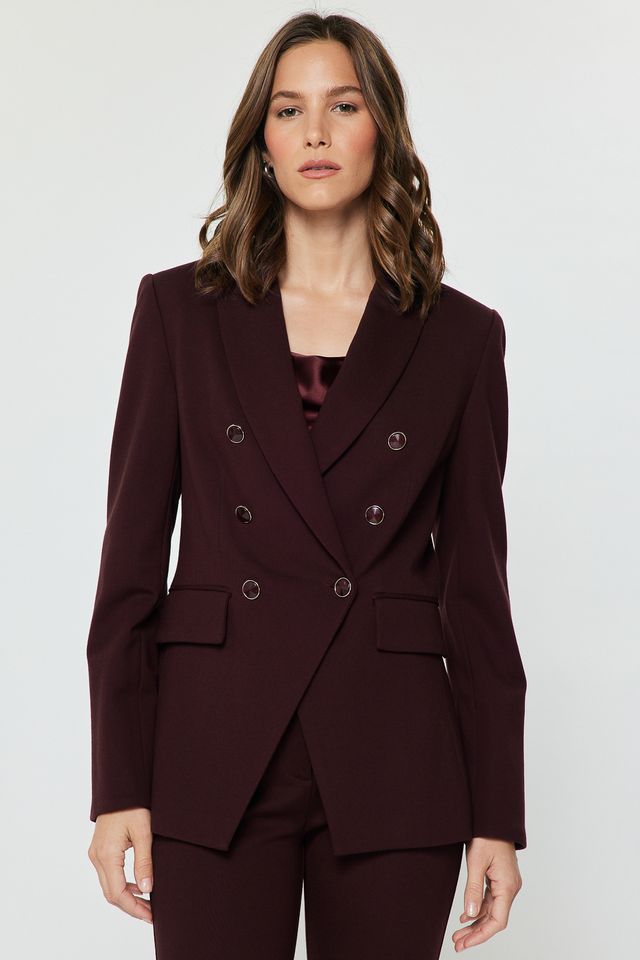 Notch Collar Double Breasted Jacket