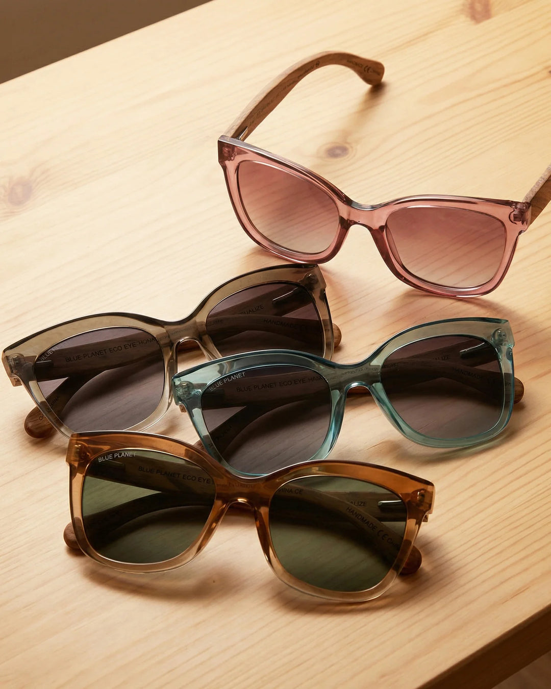 AMELIA Crystal Blue Walnut Wood - Blue Planet Polarized Sunglasses