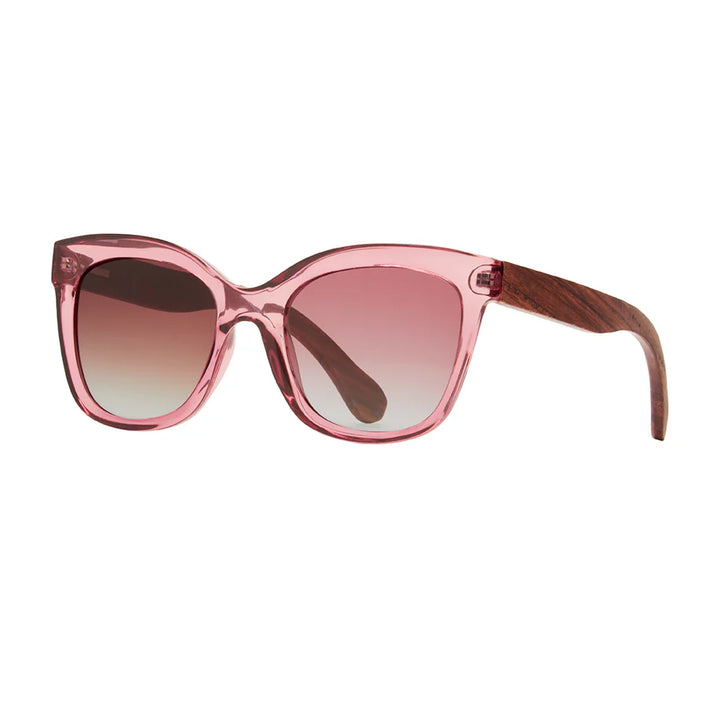AMELIA Crystal Rose Walnut Wood - Blue Planet Polarized Sunglasses