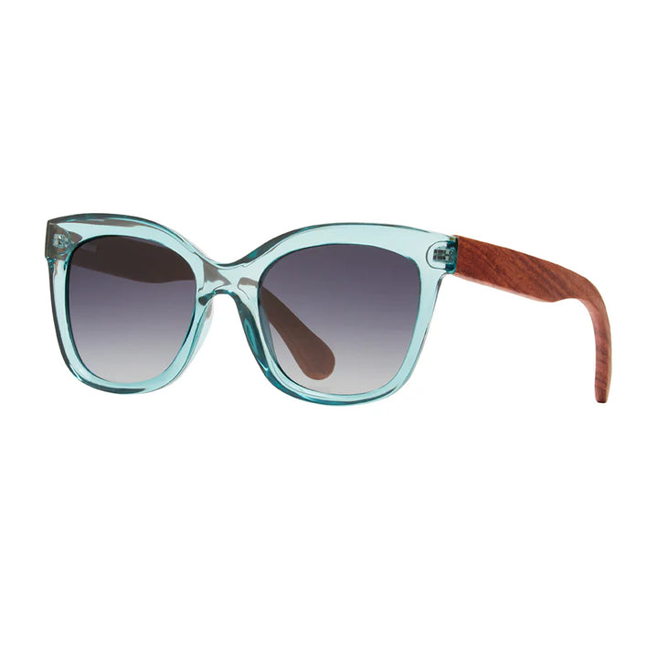 AMELIA Crystal Blue Walnut Wood - Blue Planet Polarized Sunglasses