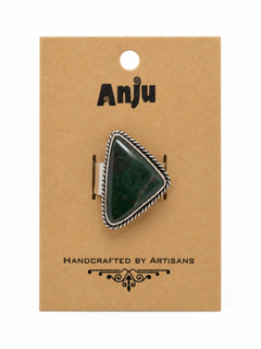 Handcrafted Kashi Semiprecious Stone Ring - Blood Stone