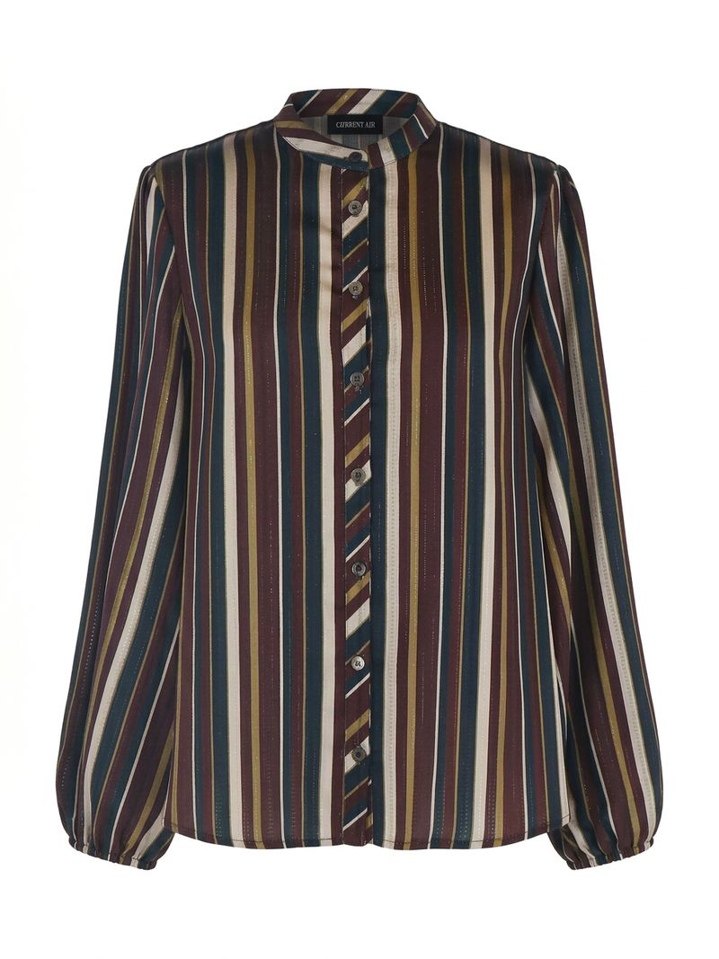 Striped Button-Down Long Sleeve Blouse
