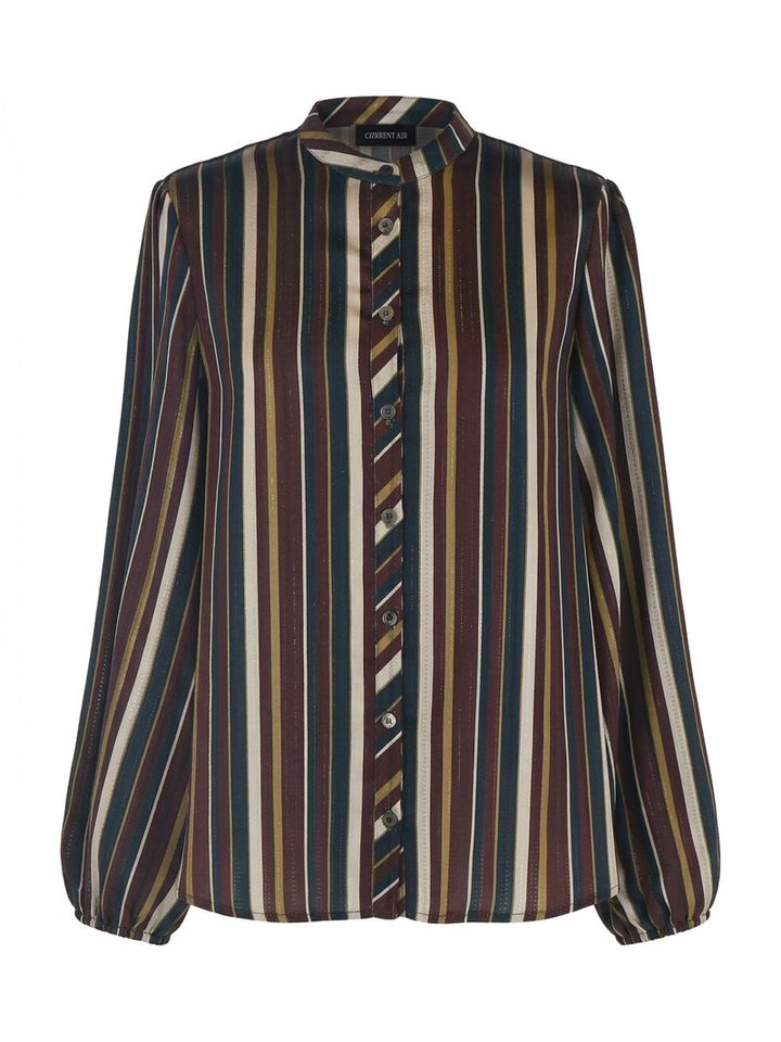 Striped Button-Down Long Sleeve Blouse