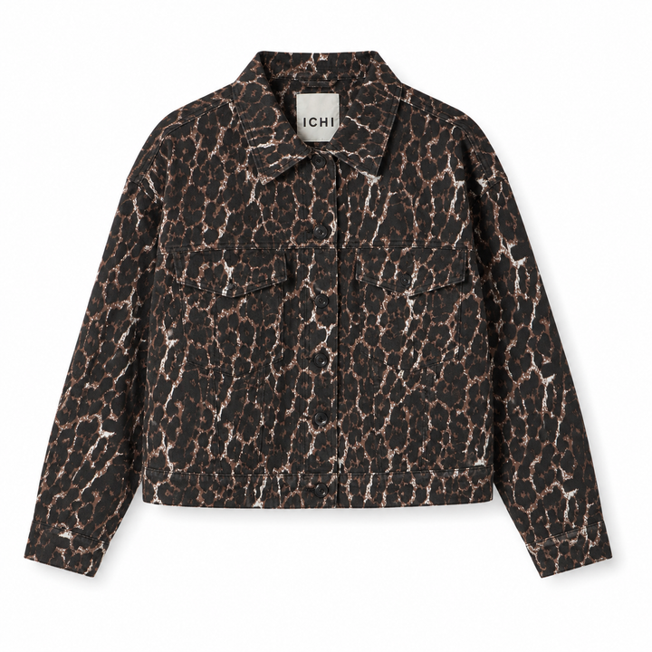 IHBROKES Leopard Denim Jacket