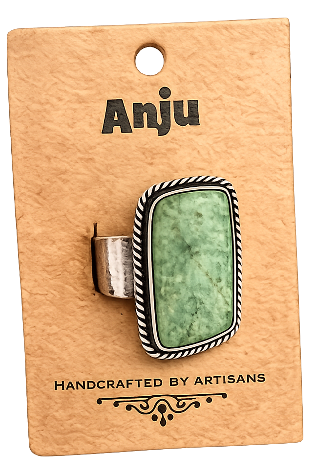 Handcrafted Kashi Semiprecious Stone Ring - Amazonite