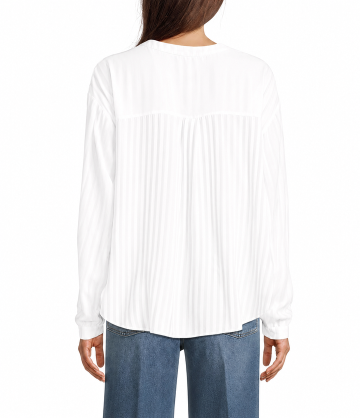 Woven Stripe Twist Button Top