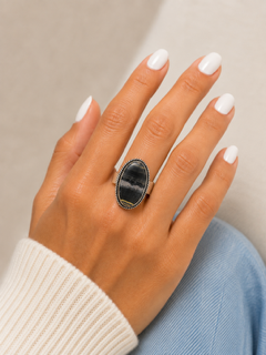 Handcrafted Kashi Semiprecious Stone Ring - Bumblebee Jasper