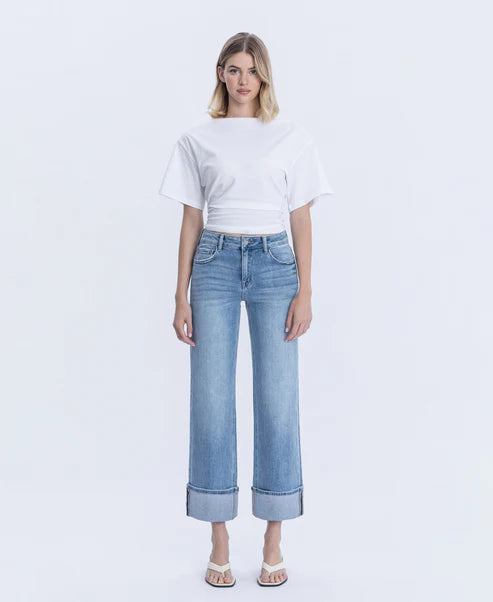 Elan - HR Cuffed Slim Wide Leg Jean