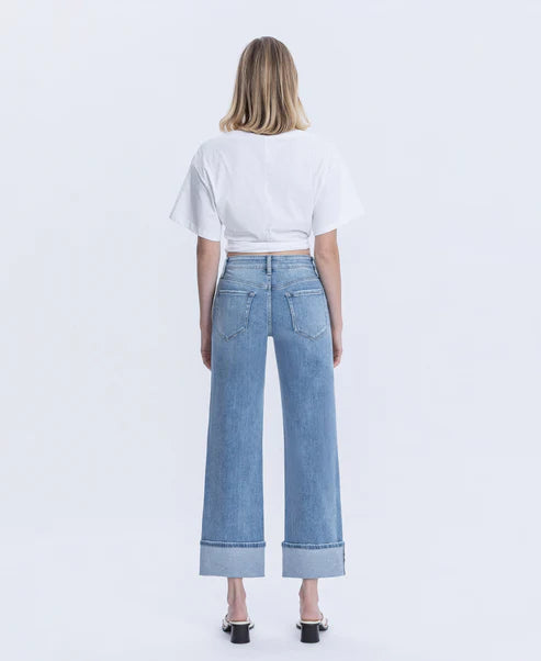 Elan - HR Cuffed Slim Wide Leg Jean