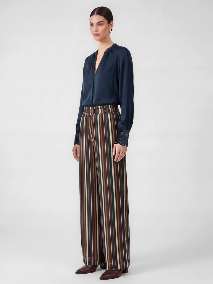 Striped Elastic Waist Wide Leg Pants