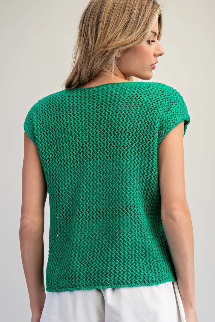 Stars &amp; Stripes Knit Cap Sleeve Top
