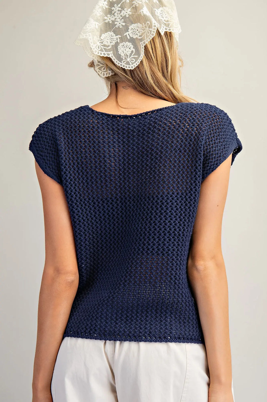Stars &amp; Stripes Knit Cap Sleeve Top