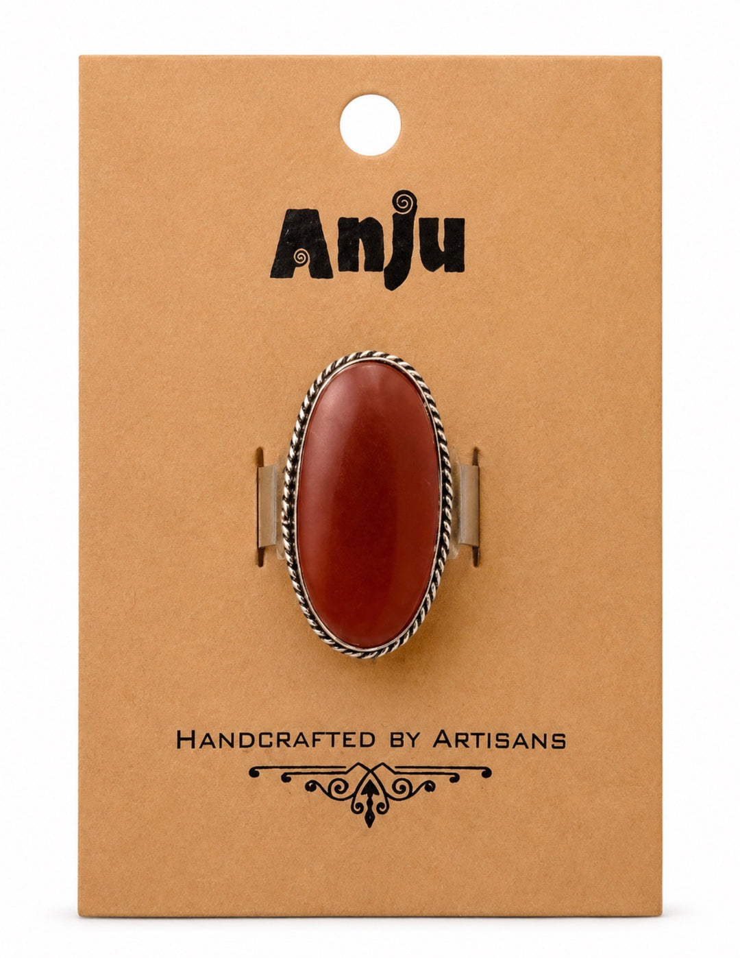 Handcrafted Kashi Semiprecious Stone Ring - Red Jasper