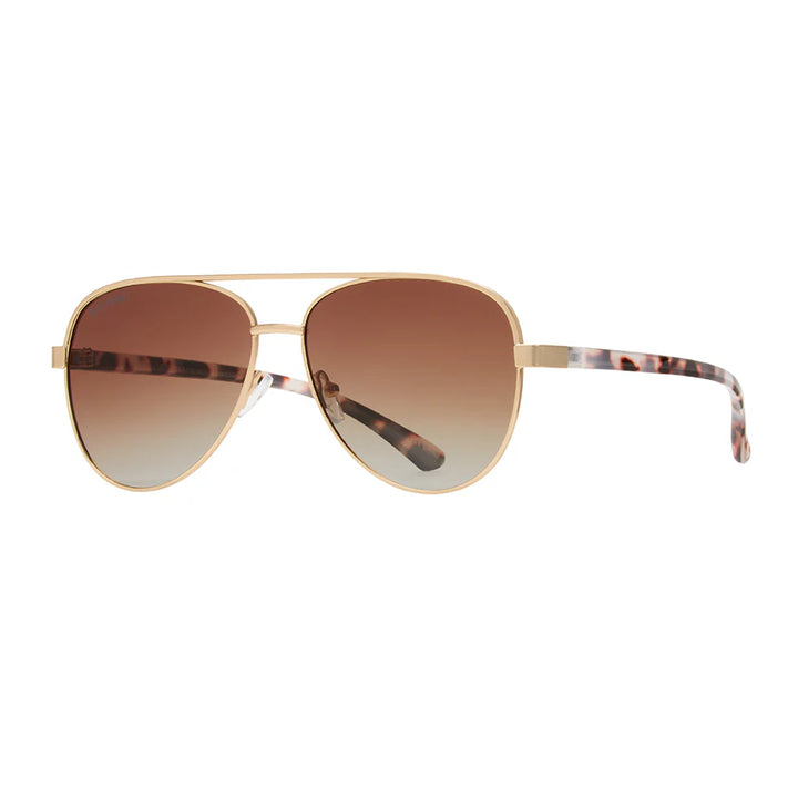 JESSE Matte Gold/Milky Ivory Tort - Blue Planet Polarized Sunglasses
