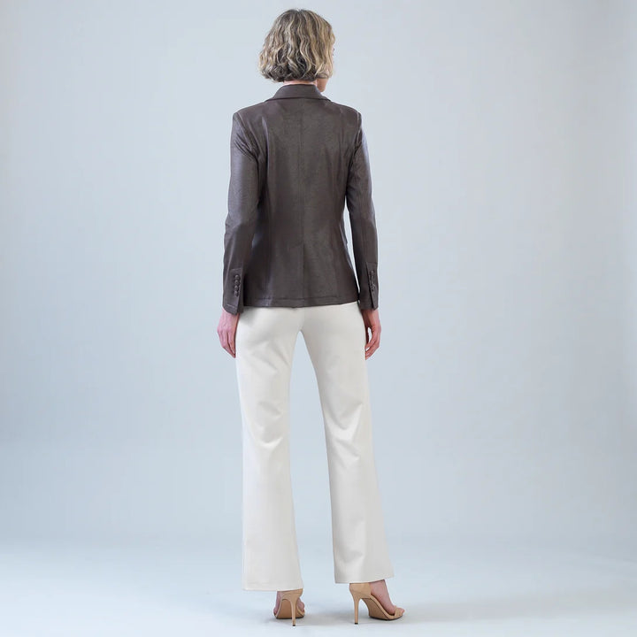 Liquid Leather Single Button Blazer