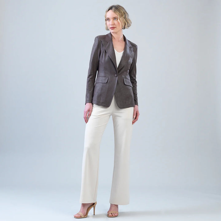 Liquid Leather Single Button Blazer