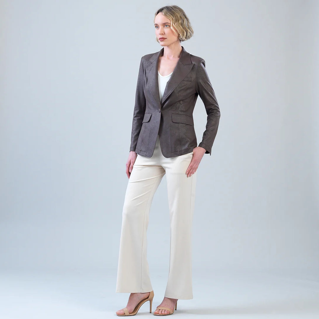 Liquid Leather Single Button Blazer