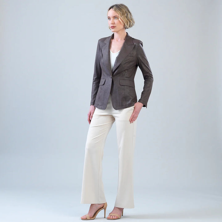 Liquid Leather Single Button Blazer