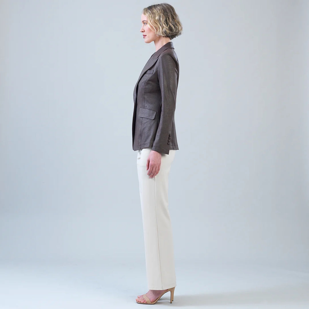 Liquid Leather Single Button Blazer