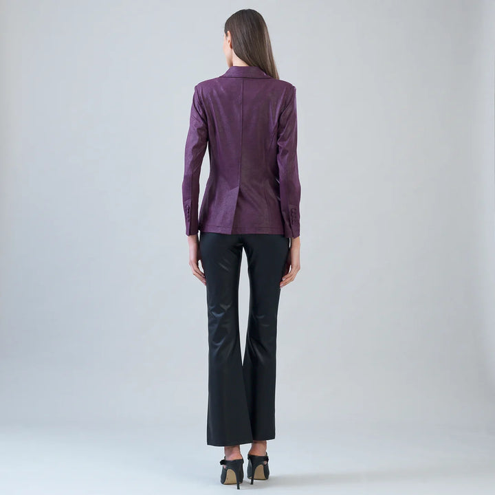 Liquid Leather Single Button Blazer