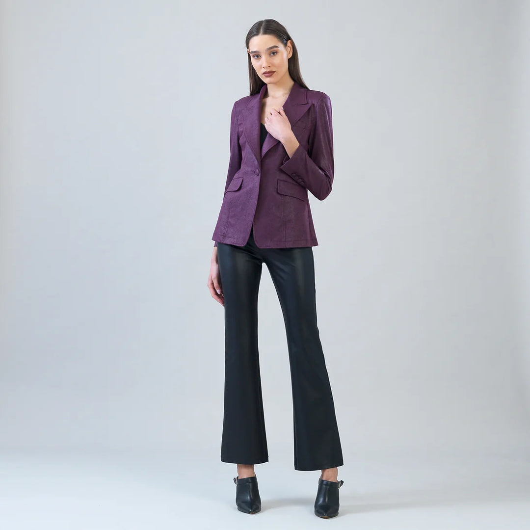 Liquid Leather Single Button Blazer