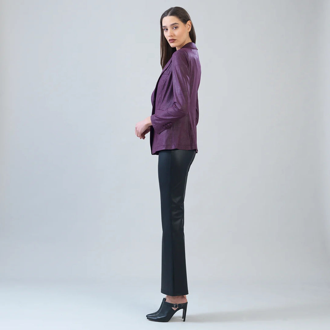 Liquid Leather Single Button Blazer