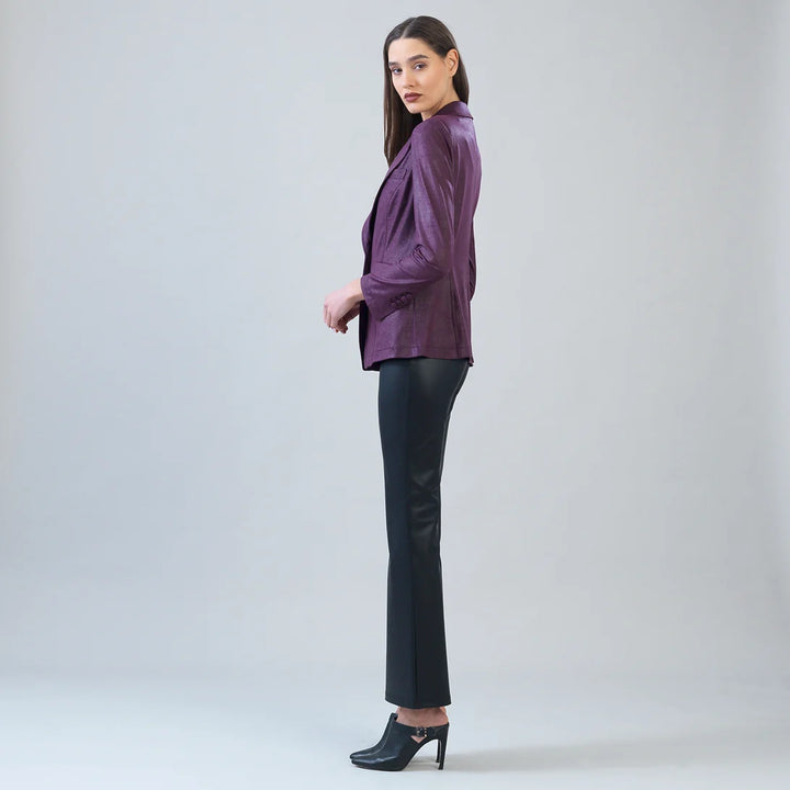 Liquid Leather Single Button Blazer
