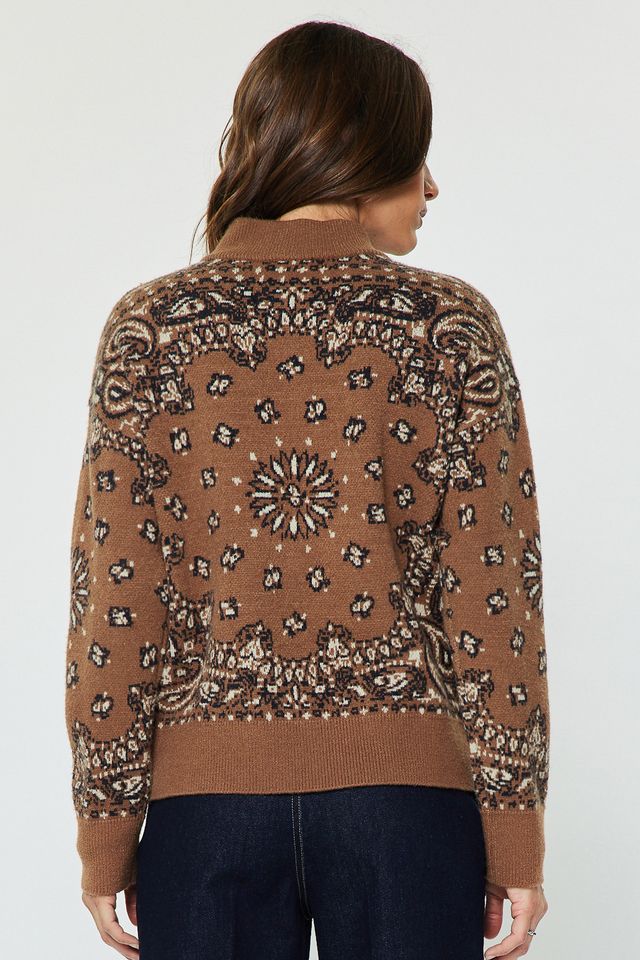 Paisley Half Zip-Up Sweater