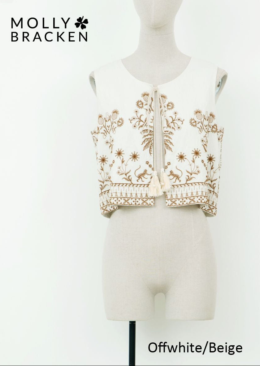 LADIES WOVEN SLEEVELESS JACKET
