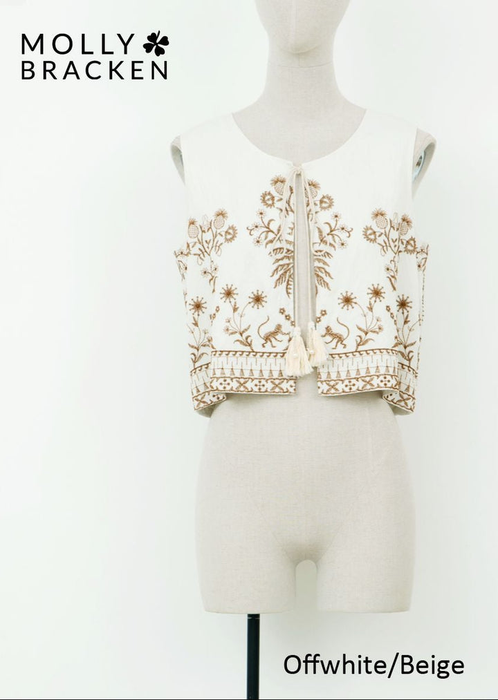 LADIES WOVEN SLEEVELESS JACKET