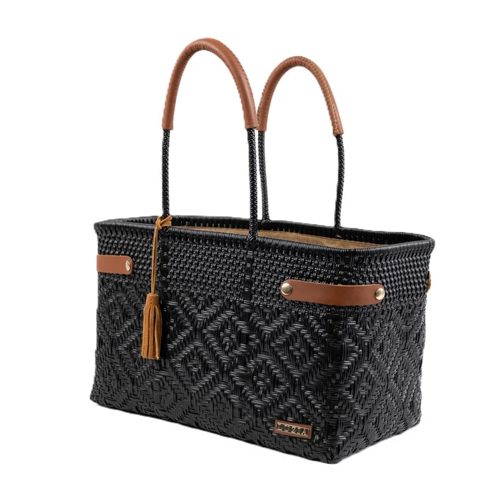 LUZIA Open Basket Jumbo Braided Solid Black