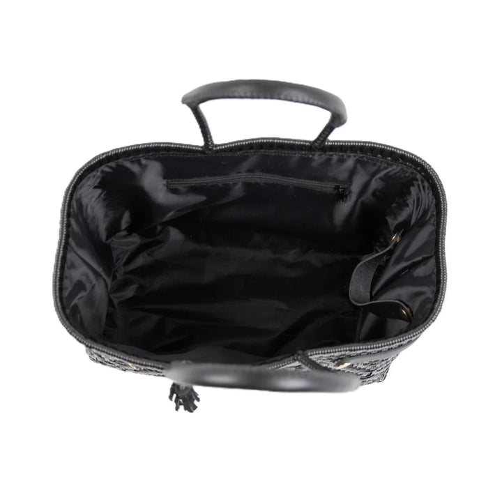 LUZIA Open Basket Medium Braided Solid Black (Leather Black)