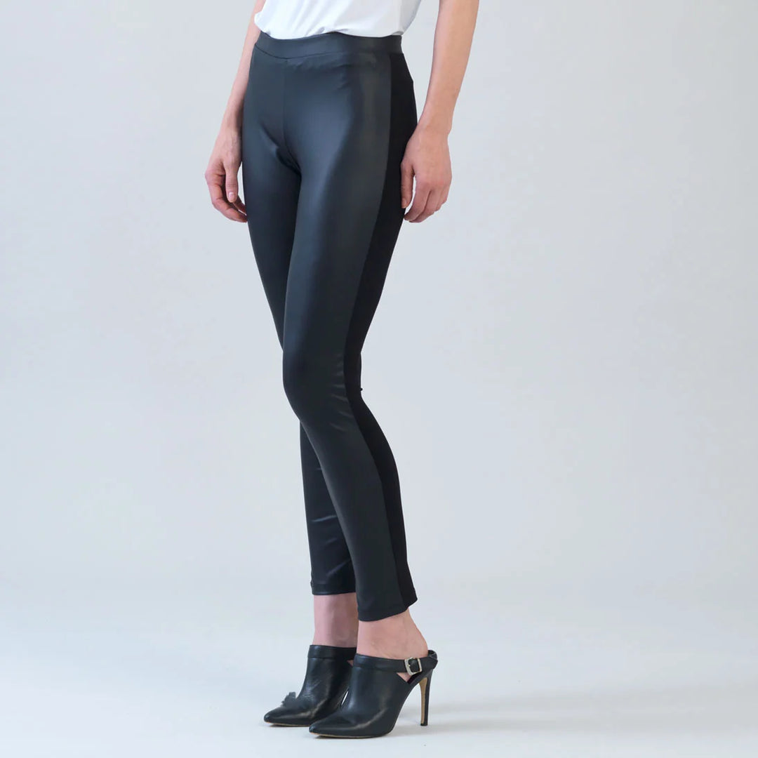 Liquid Leather™ Sheen Two-Tone Legging - Black