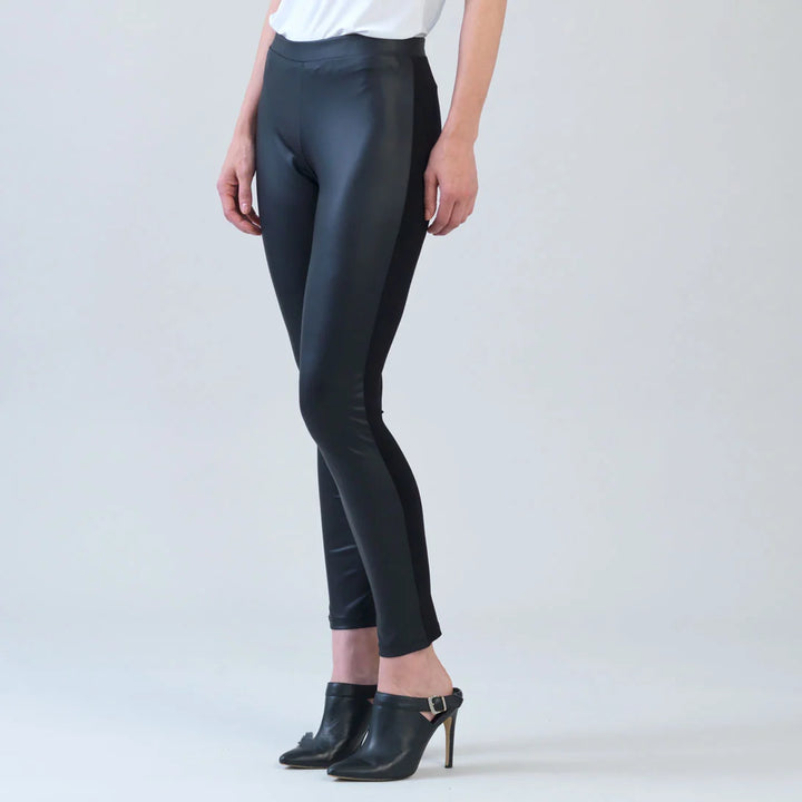 Liquid Leather™ Sheen Two-Tone Legging - Black