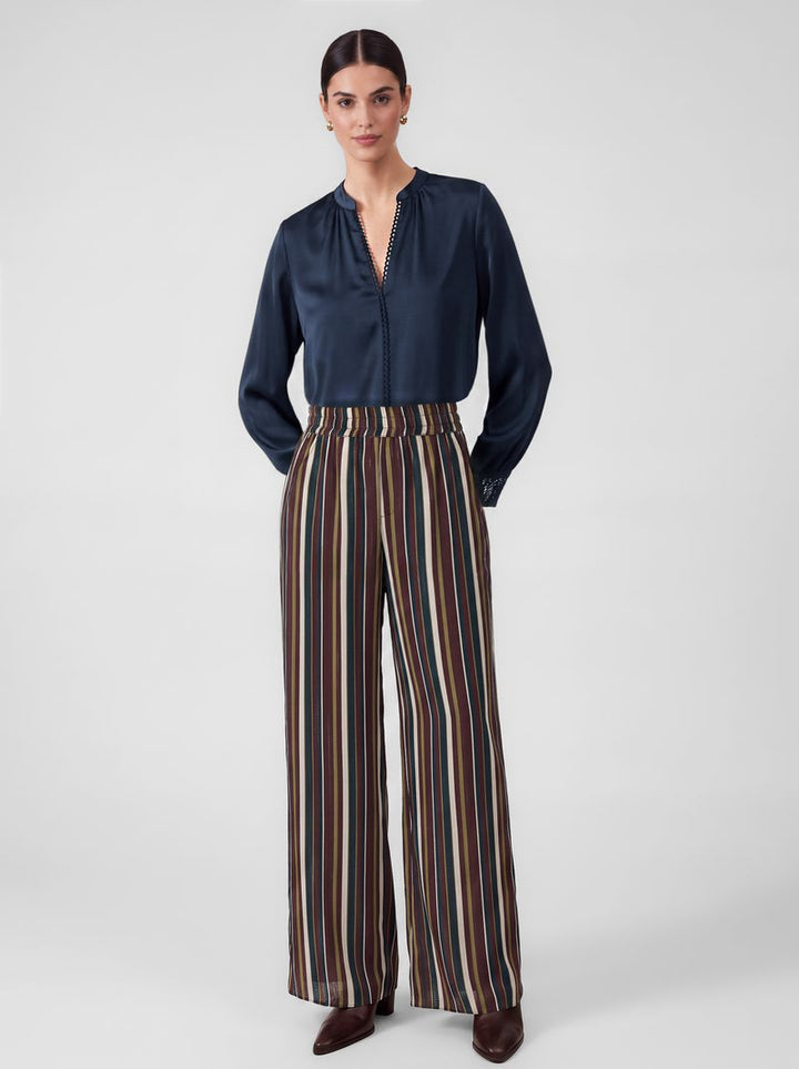 Striped Elastic Waist Wide Leg Pants